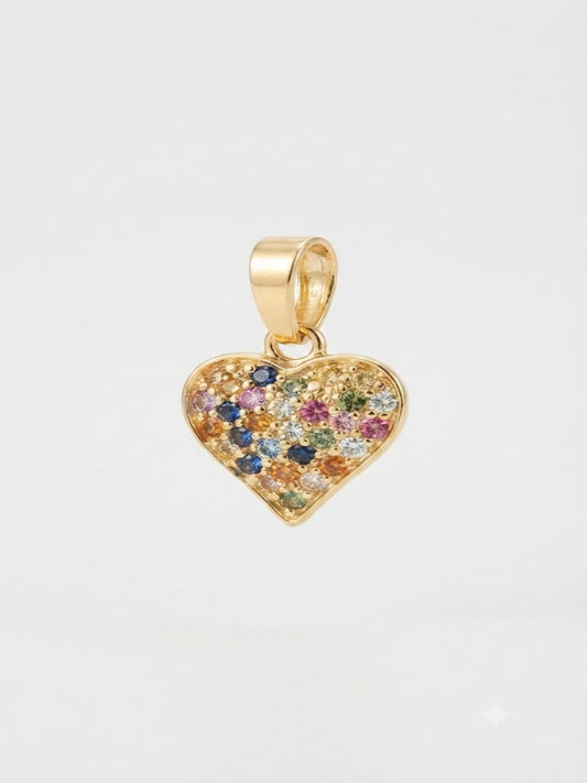 Dije Corazón de Colores Circonado